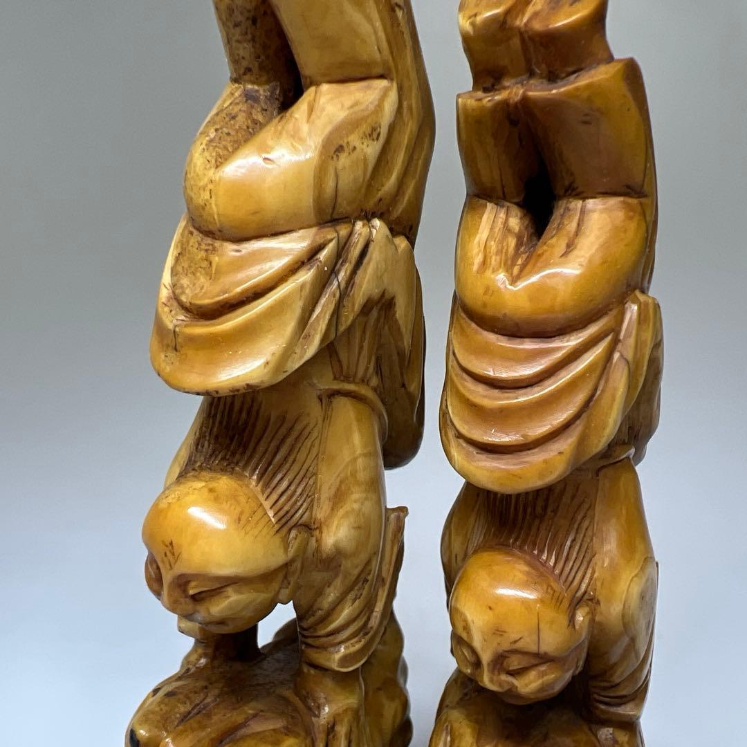 極上ガマ仙人置物一対　116g、高約11.5/10.5㎝　東Y8-0106☆2F