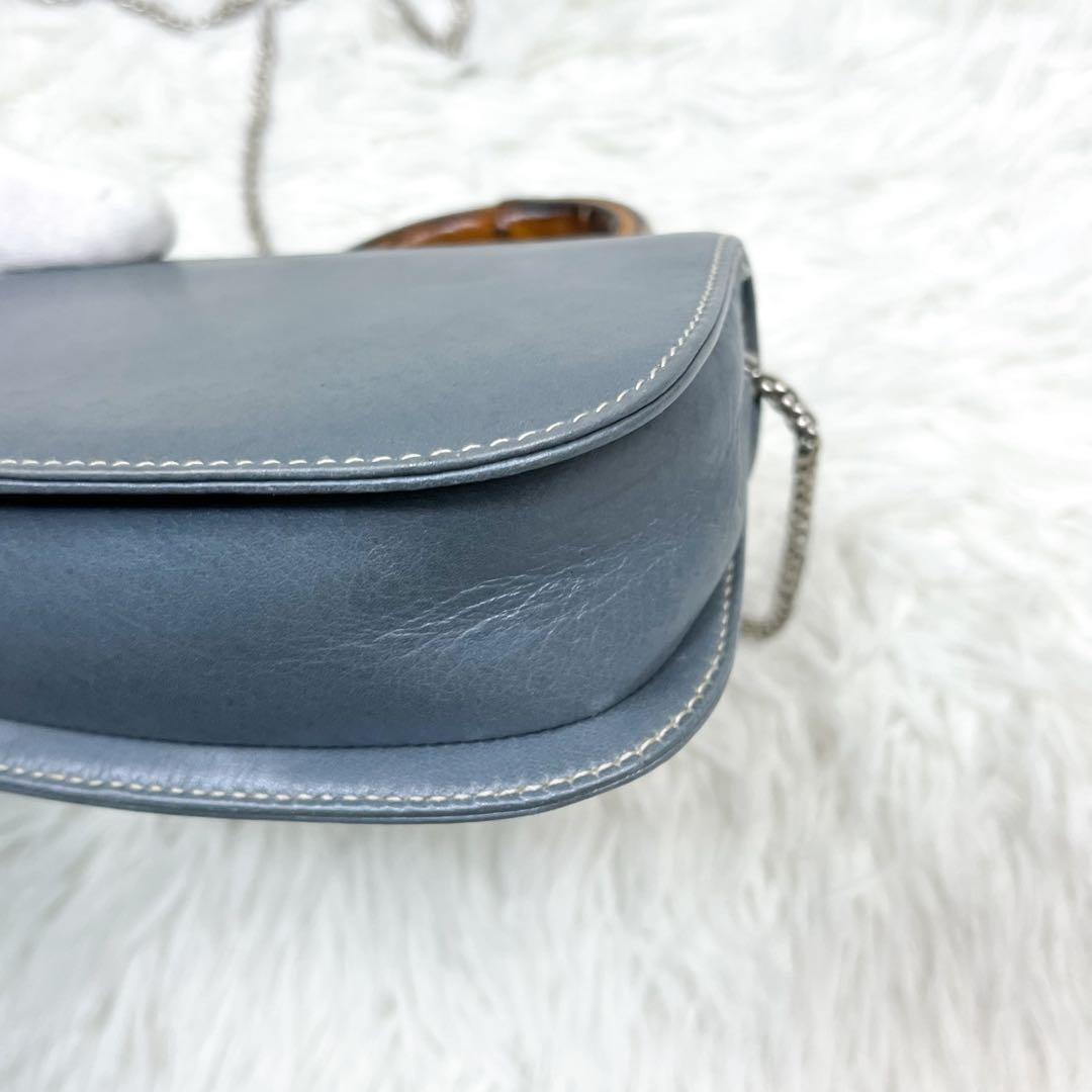 超希少 オールドグッチ バンブー ショルダーポーチ チェーンショルダー レザー