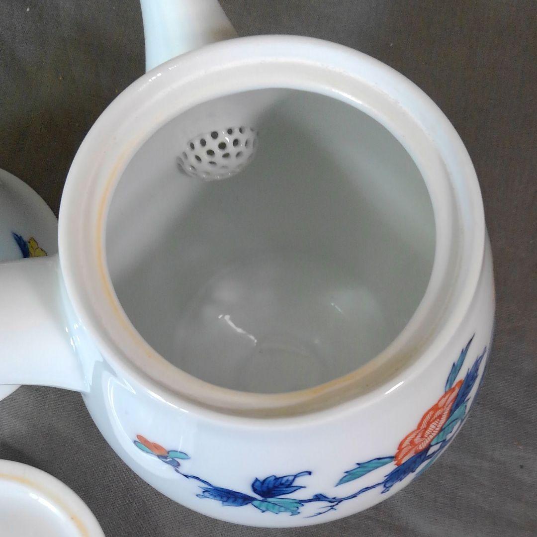 有田焼　仁和窯　染錦岩牡丹茶器揃い