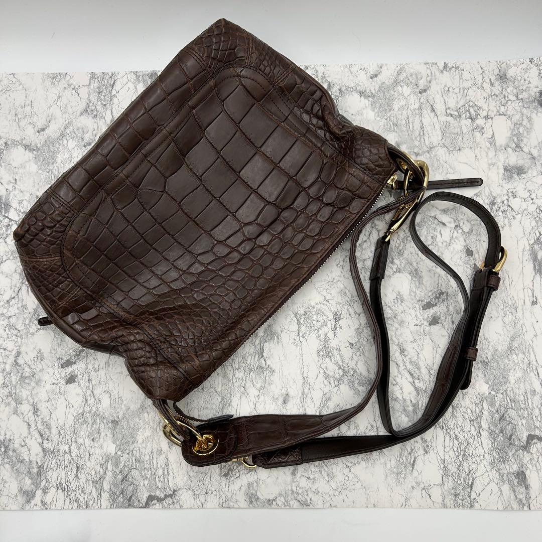極美品✨ ボーグラン　ショルダーバッグ　2way クロコ本革　JRA