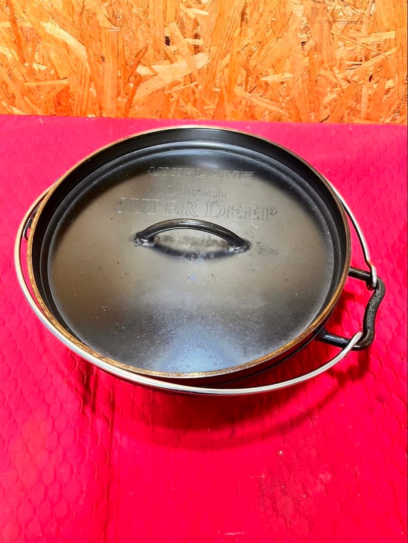 ユニフレーム　ダッチパンハーフ 10インチ 4.5mm極厚　蓋付き 鋳鉄製