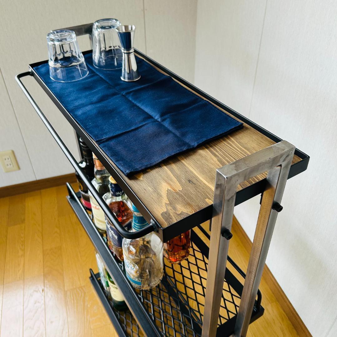 一点物　男前　インダストリアル　アイアンバーワゴン　ウィスキーラック　重厚溶接