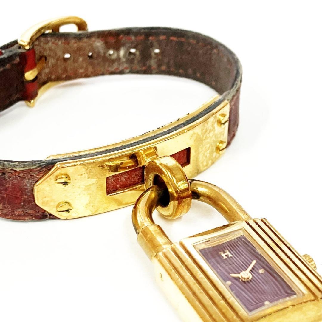 HERMES ケリーウォッチ GP ボルドー系文字盤 クオーツ レディース腕時計