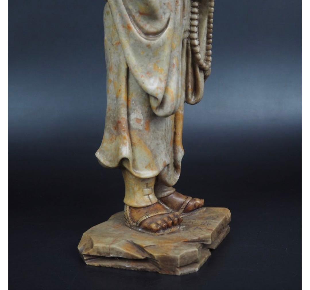 送料無料　寿山石細密彫刻　弘法大師像　高さ30ｃｍ