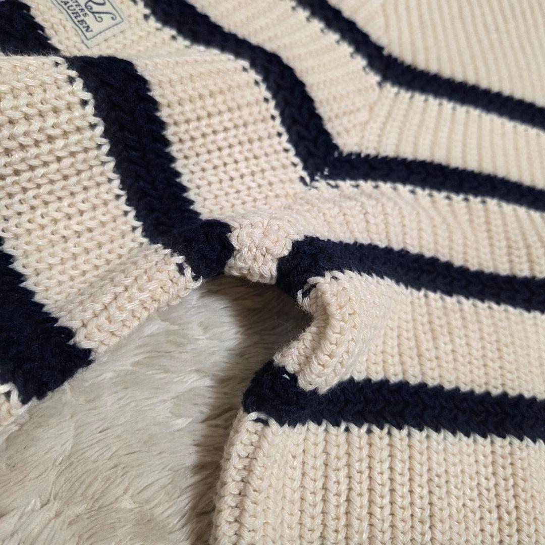 新品　現行　QRコード　ラルフローレン　ニット　ボーダー　リネン　ボタン　XS