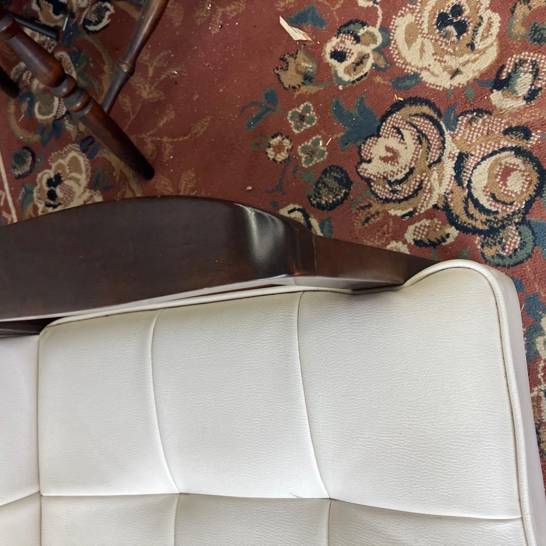 北欧レトロ 木製フレーム アームチェア 二人掛けソファー ロビーチェア ホワイト