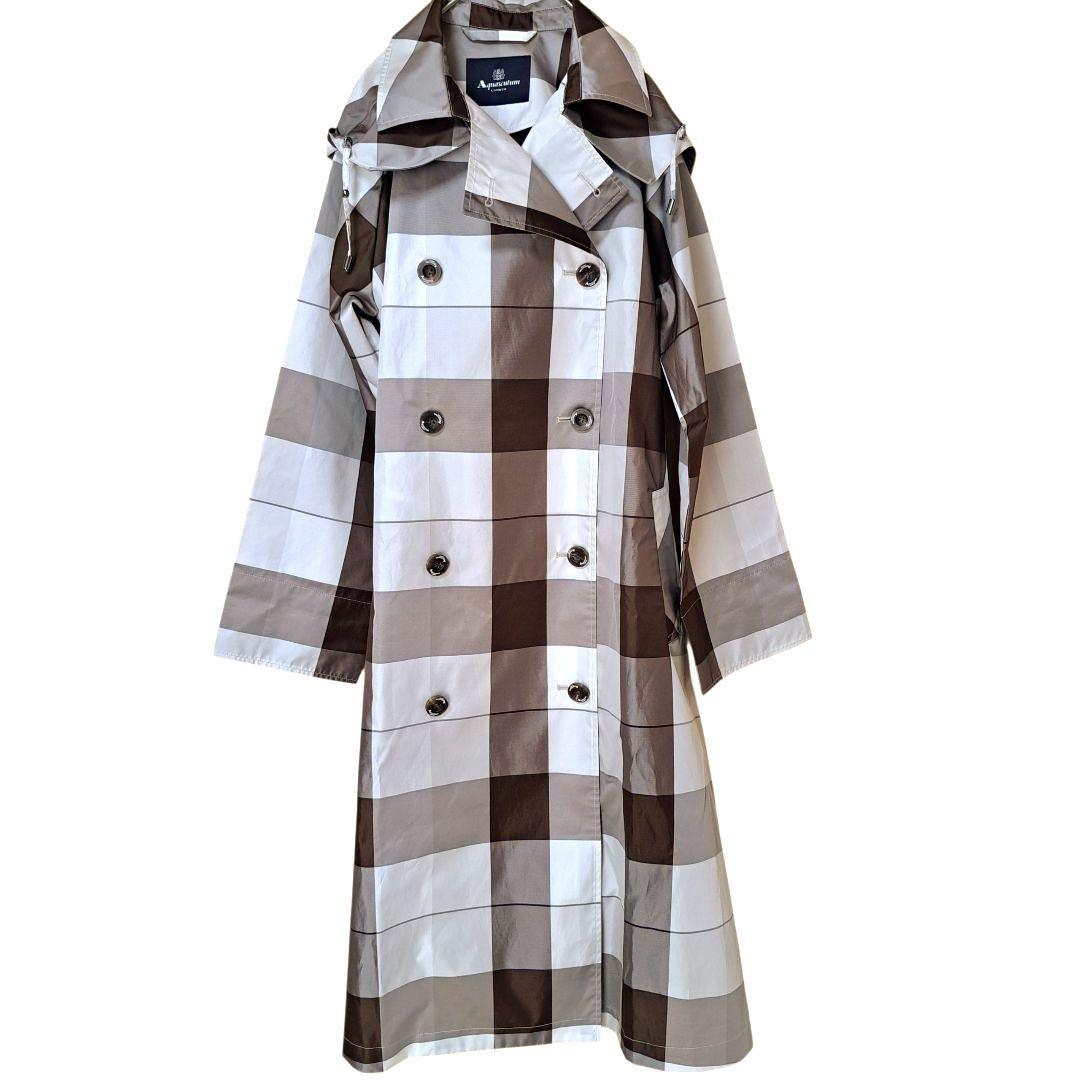 【美品】【Aquascutum】トレンチデザイン チェック レインコート