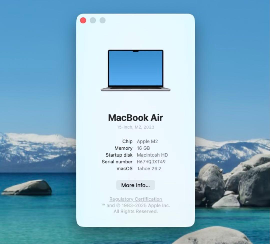 ★超美品 USキー配列★ Macbook M2 15インチ 512GB 16GB