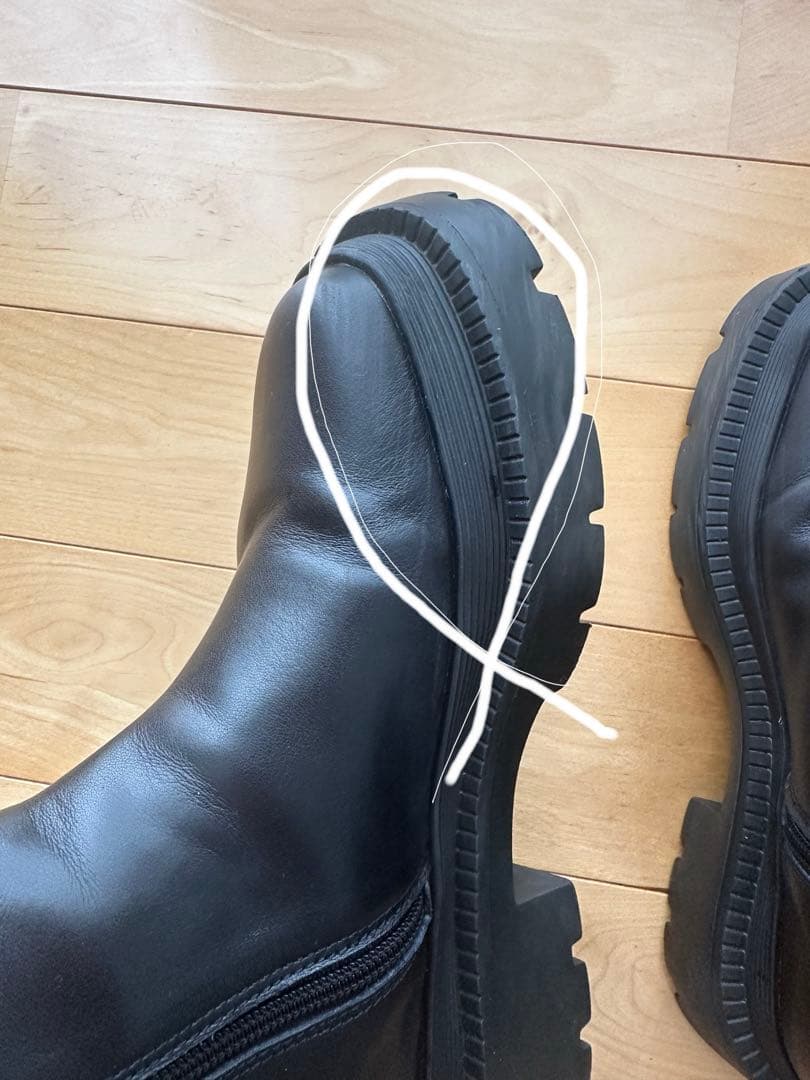 【値下】美品！アトリエブルージュレザー黒サイドゴアタンクブーツS 22.5～23