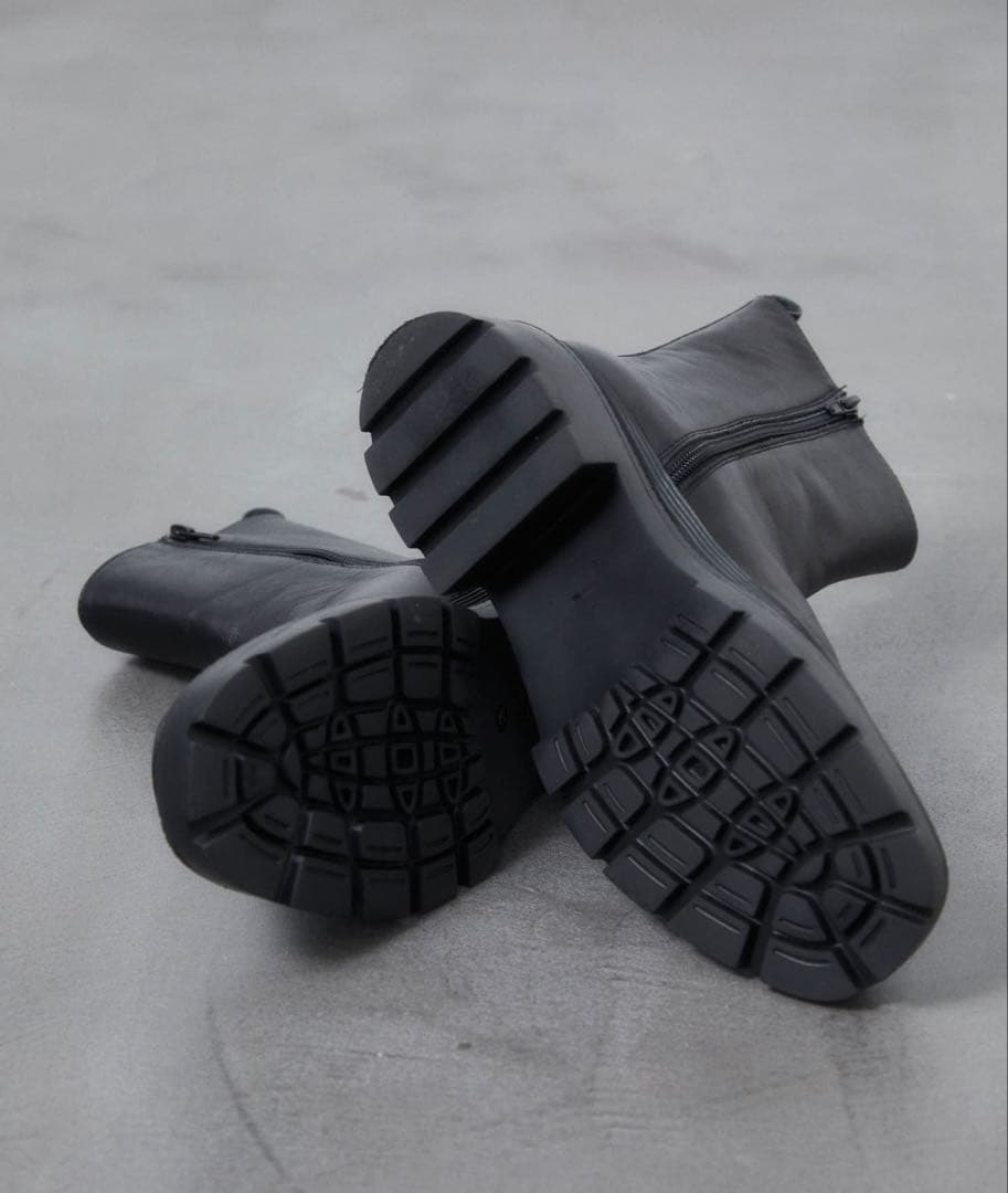 【値下】美品！アトリエブルージュレザー黒サイドゴアタンクブーツS 22.5～23