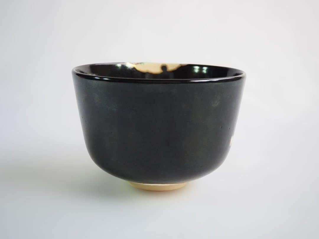 裏千家14世淡々斎御書付『仁清黒柳鶯茶碗』 16代永樂善五郎造 (共箱)