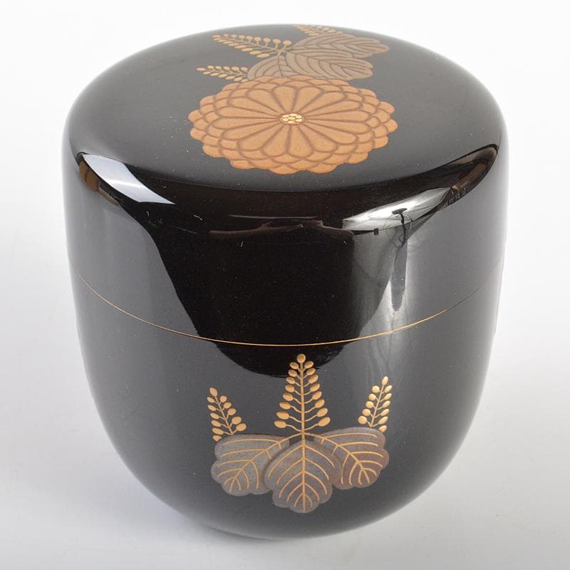 輪島塗　坪井英憲（夕帆）作　菊桐蒔絵五　大棗　共布 　鵬雲斎極め箱　MR6866