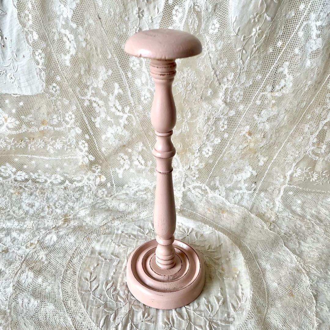 ストロベリーミルクピンクのハットスタンド　フランスアンティーク　ベビー　ドール