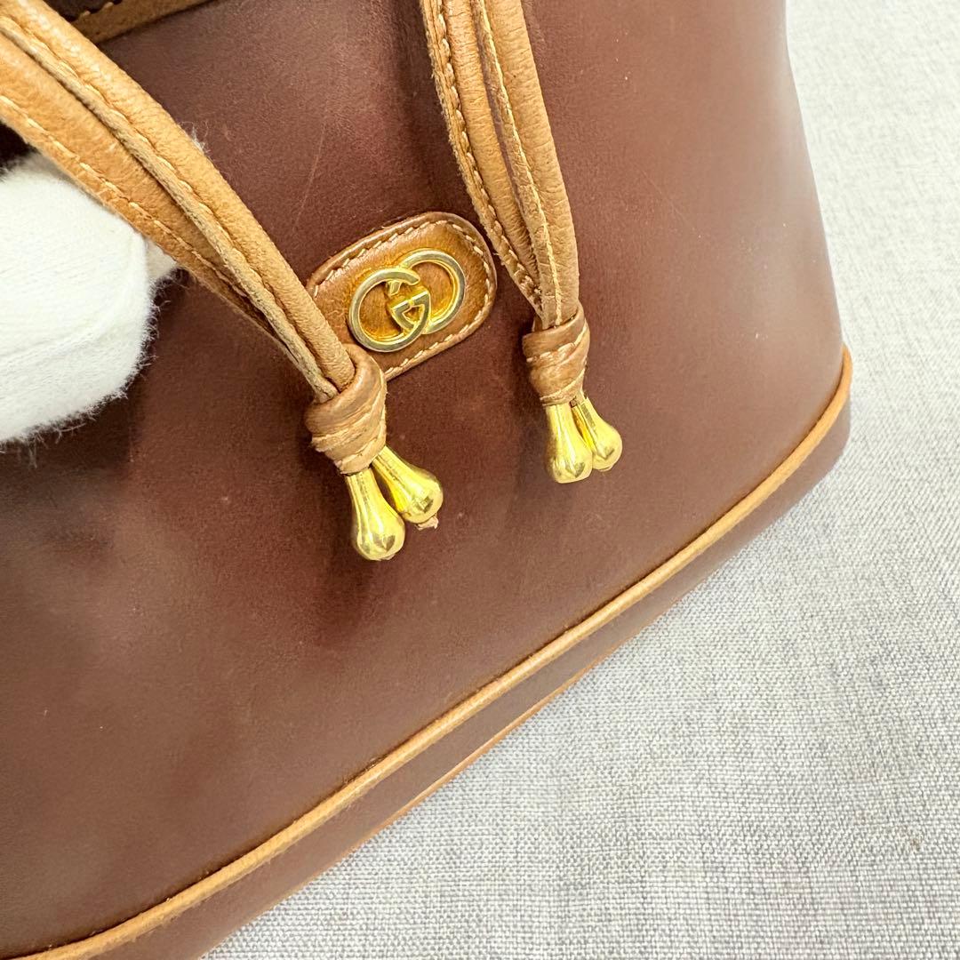 希少 GUCCI オールドグッチ 革 ショルダーバッグ ブラウン ヴィンテージ