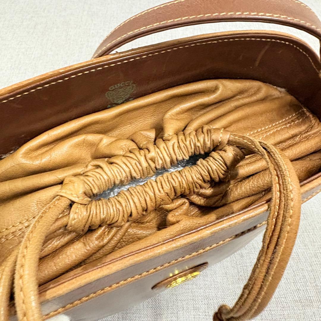 希少 GUCCI オールドグッチ 革 ショルダーバッグ ブラウン ヴィンテージ