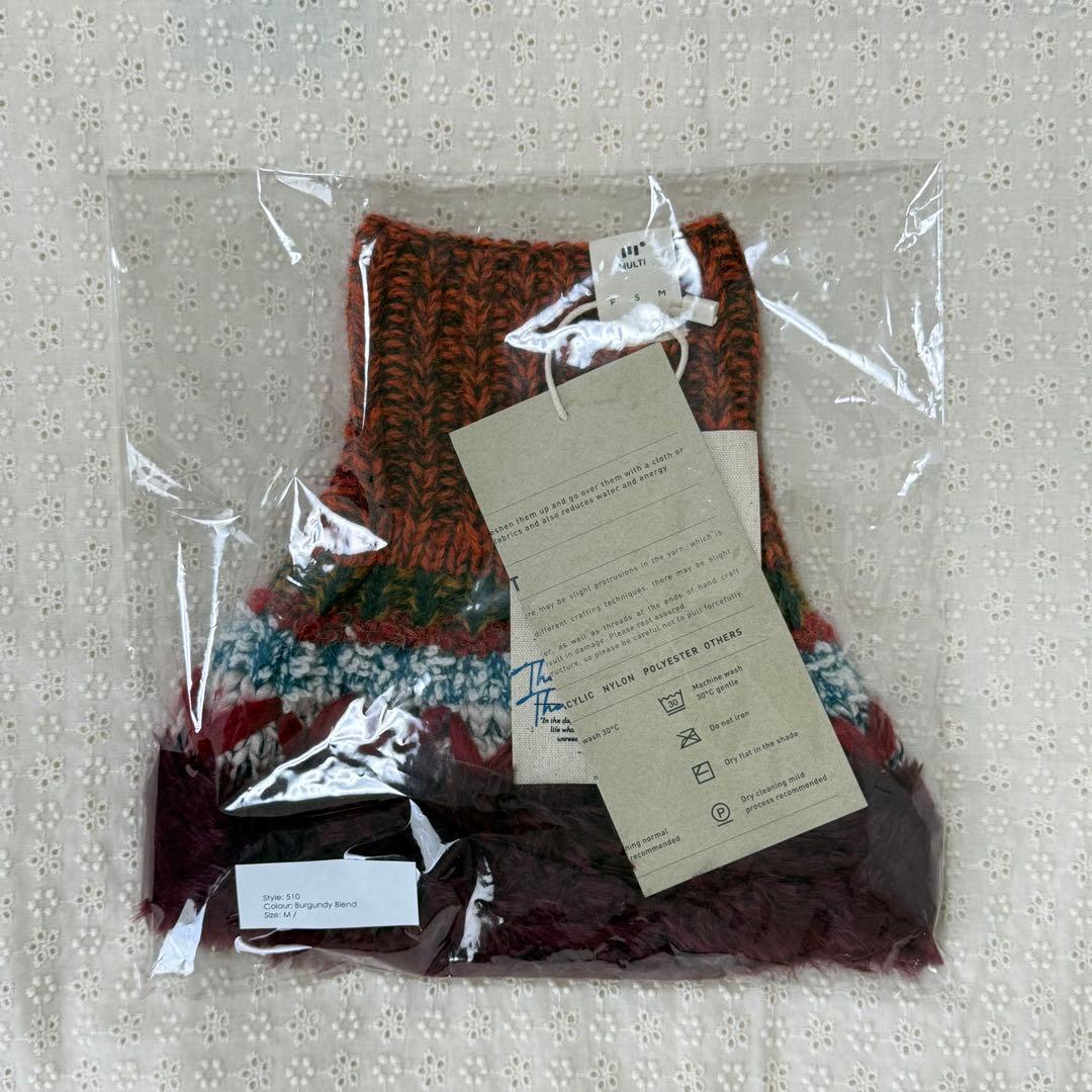 MULTI マルチ 犬用ポンチョ フリンジ付き 多色編み【M】