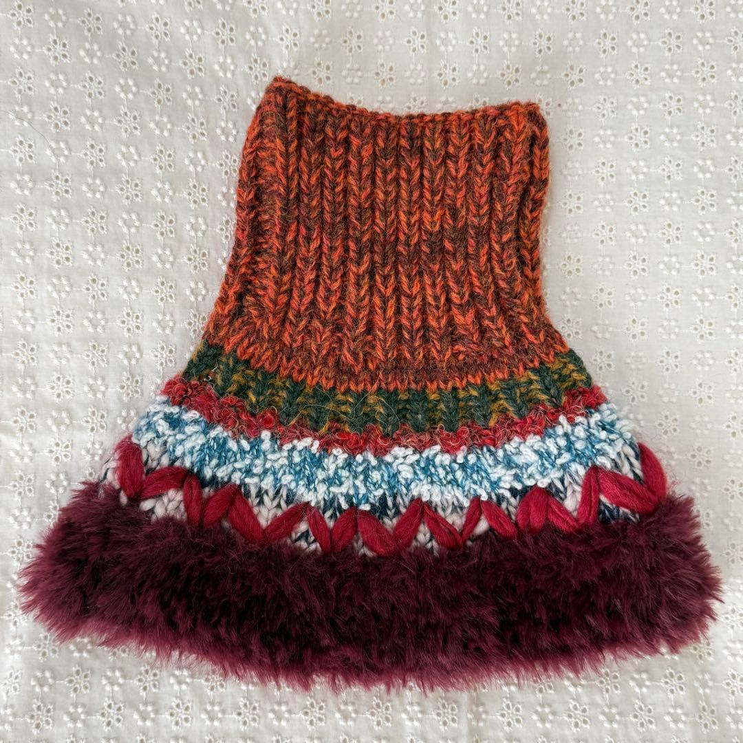 MULTI マルチ 犬用ポンチョ フリンジ付き 多色編み【M】