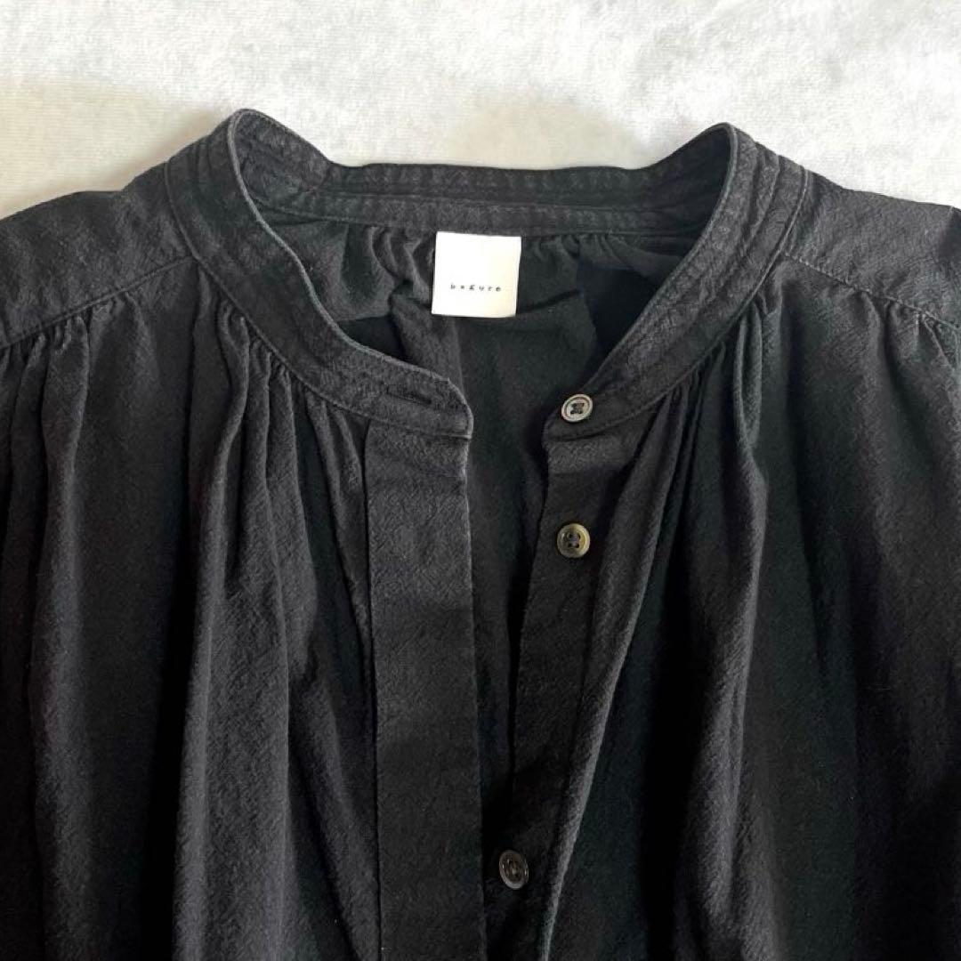 かぐれ コットンギャザースタンドカラーブラウス sizeフリー 黒