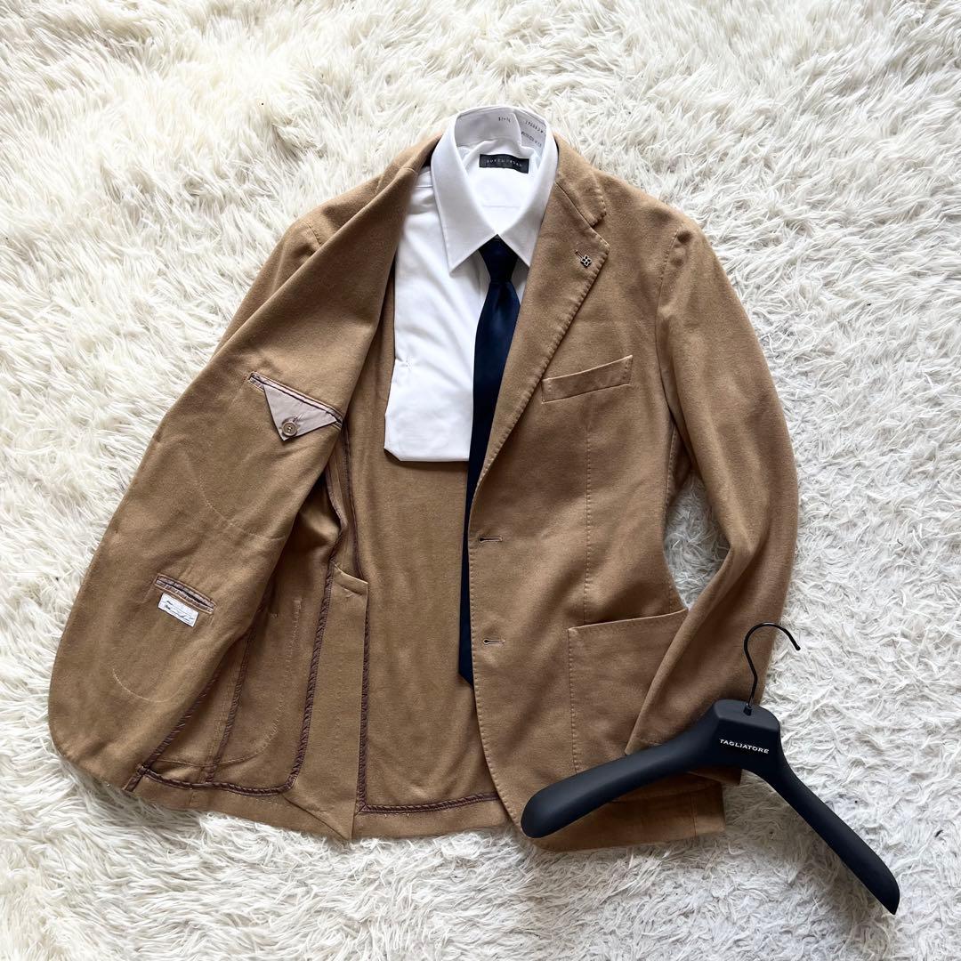 <美品>TAGLIATORE×ブリッラ カシミヤ100% キャメルジャケット48