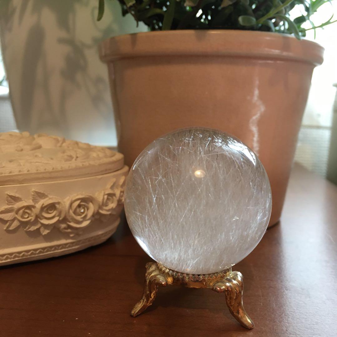 【最高品質】キャッツアイホワイトルチルクオーツ丸玉