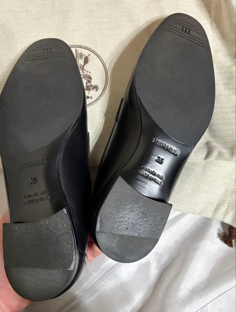 エルメス hermes 美品 モカシンロワイヤル 黒 35