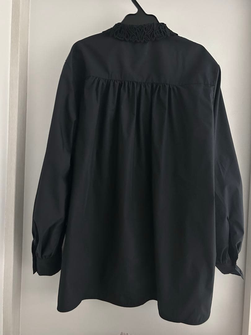 美品 レディ レースカラー 2WAYブラウス シャツ ブラック レース 襟