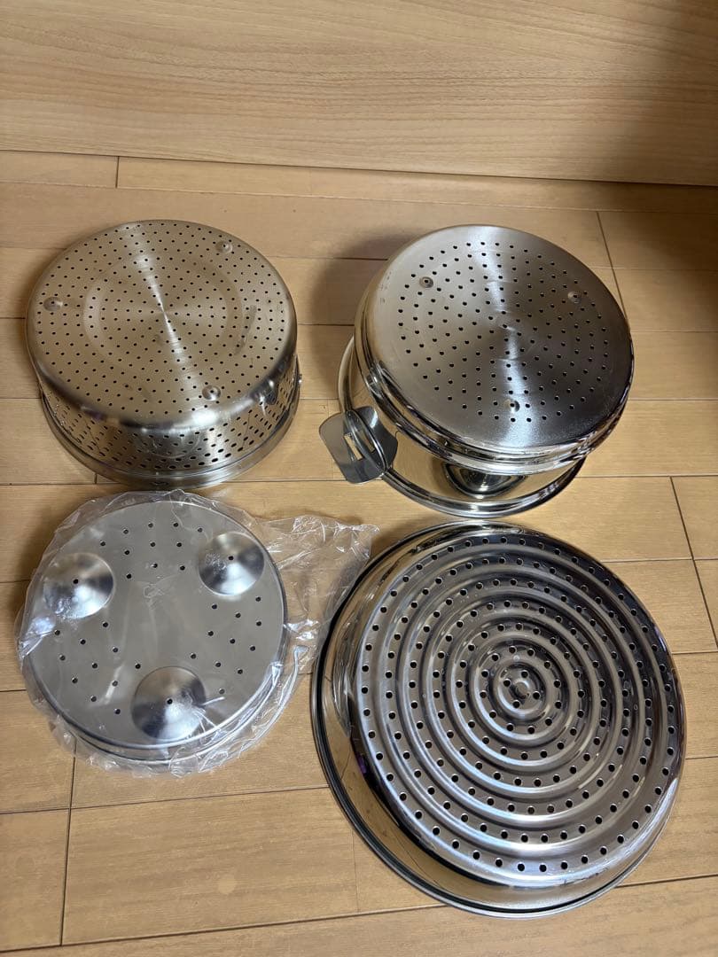【美品/中古品】CRISTELステンレス蒸し器、ハンドルセット
