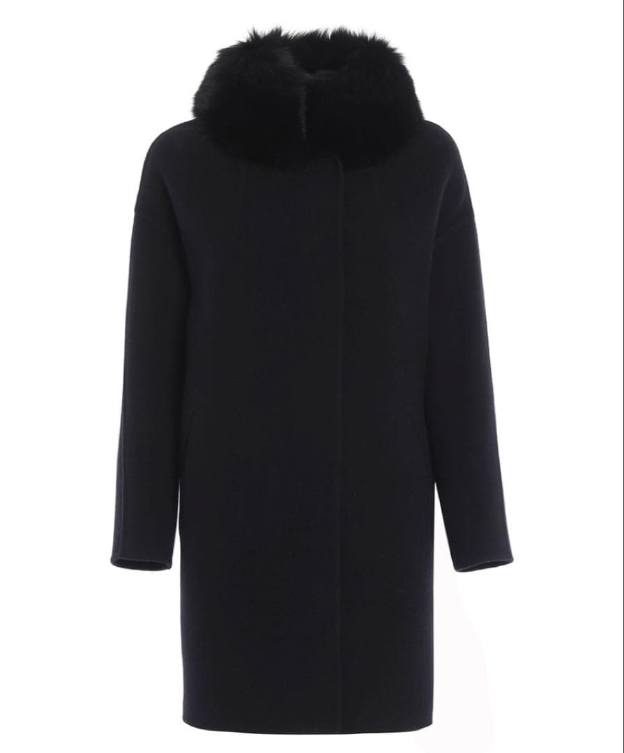 極美品♡ヘルノ 現行 フォックスファーディテイルウールコート ロングスリーブ