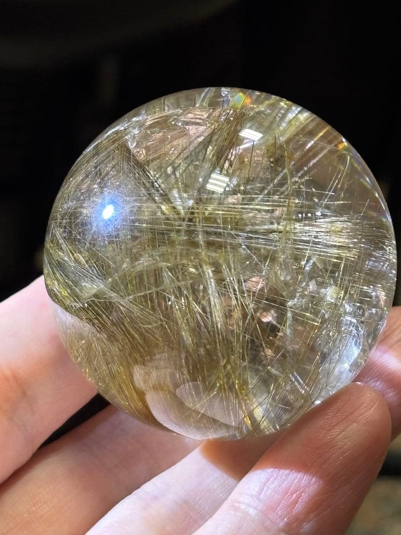 デビルルチルクォーツスフィア　ゴールドルチル&シルバールチル共生　4.73cm