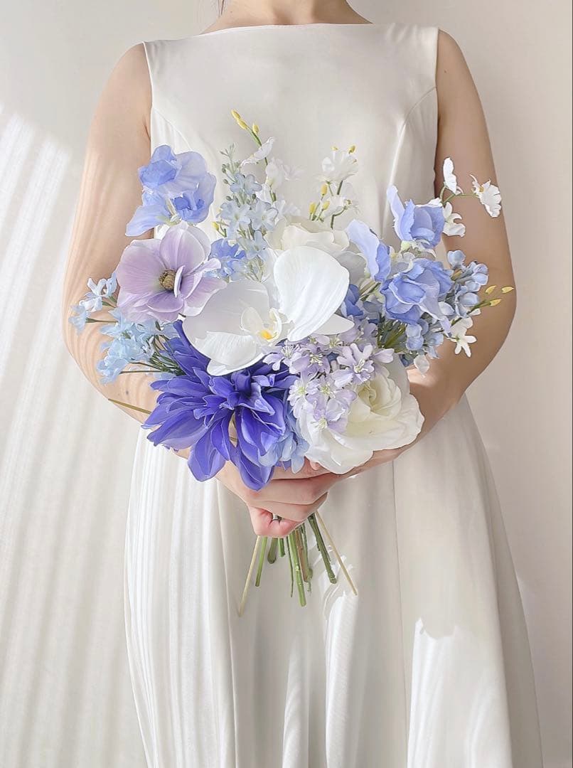 アーティフィシャルフラワー　ブルー　パープル　前撮り　ウェディング　結婚式