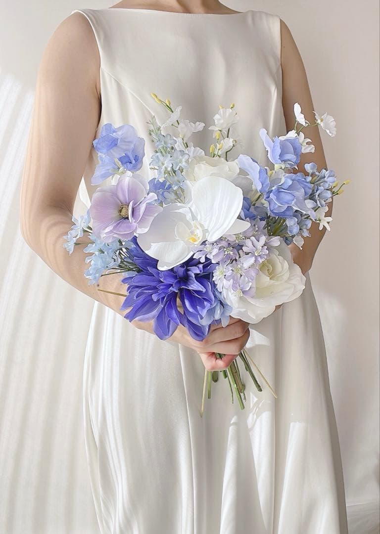 アーティフィシャルフラワー　ブルー　パープル　前撮り　ウェディング　結婚式