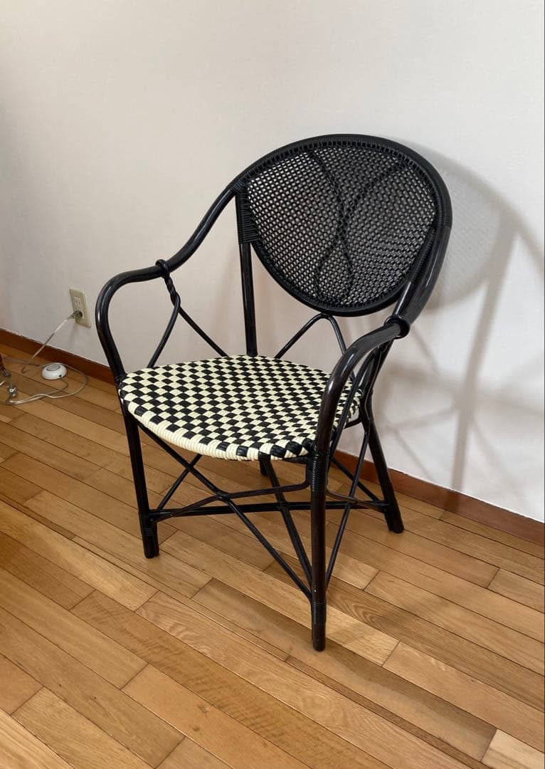 【極美品】ヤマカワラタン アームチェア カフェチェア 籐椅子 山川ラタン