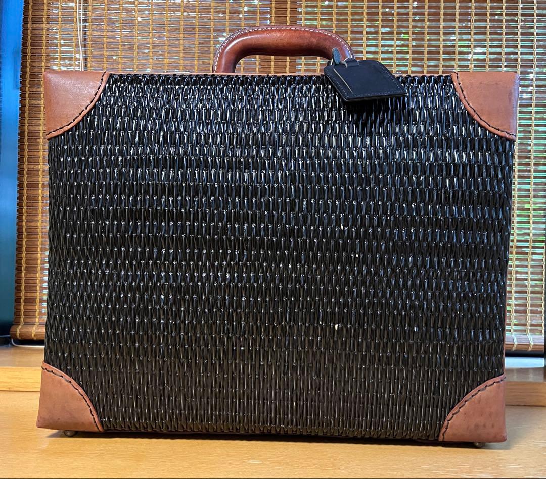 専用　漆塗り柳行李アタッシュケース編み込みビジネスバッグ 黒茶