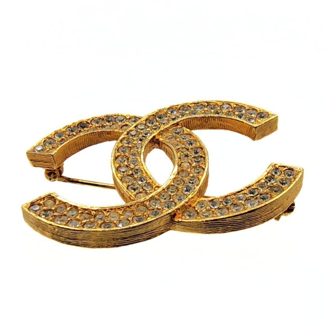 シャネル ココマーク ピンブローチ ヴィンテージ ゴールド ラインストーン