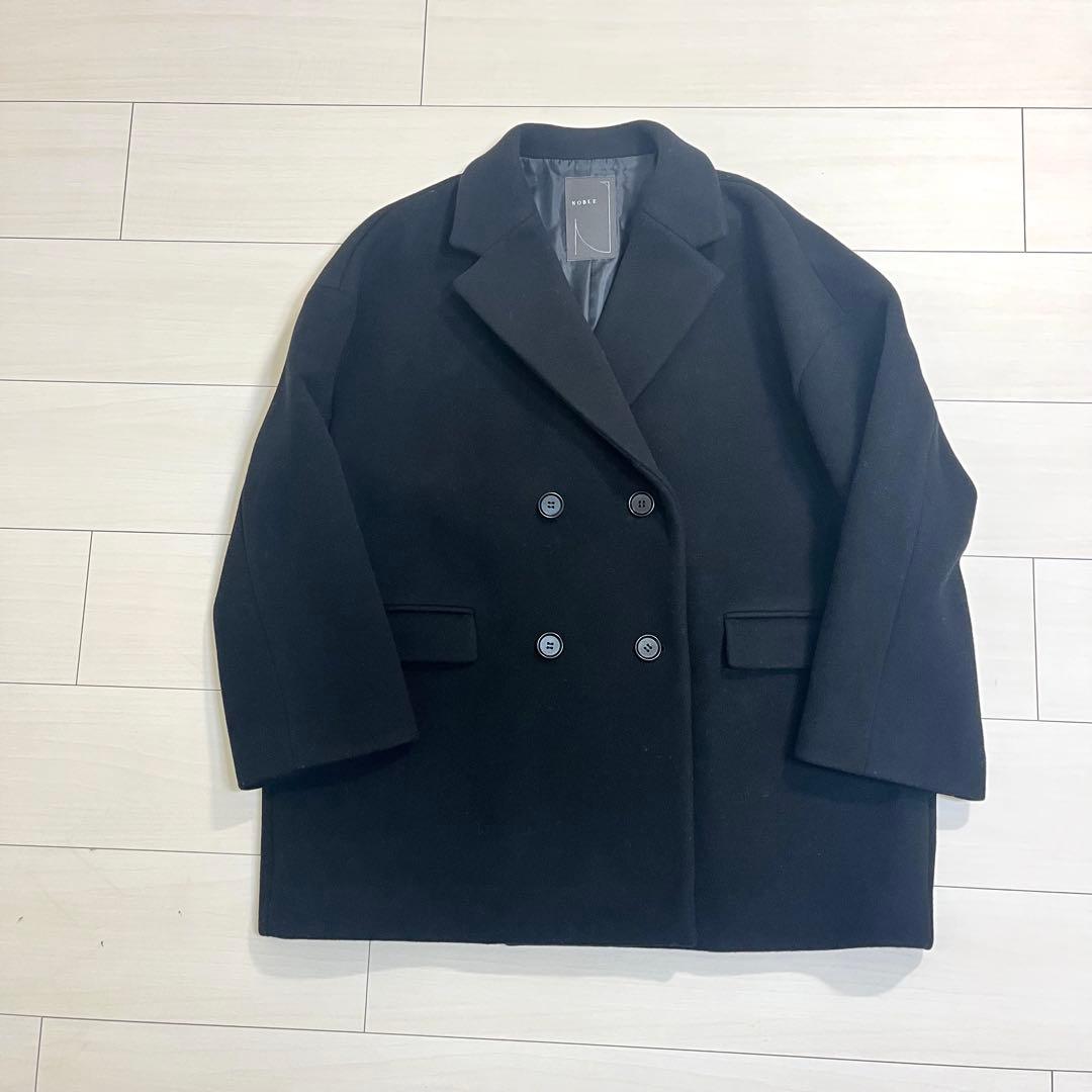 美品 NOBLE ノーブル MTRオーバーPコート カシミア混 36 ブラック