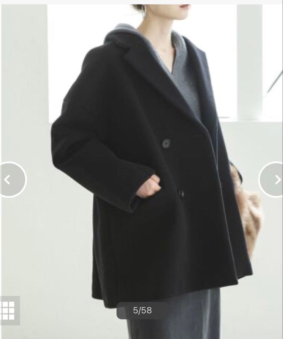 美品 NOBLE ノーブル MTRオーバーPコート カシミア混 36 ブラック