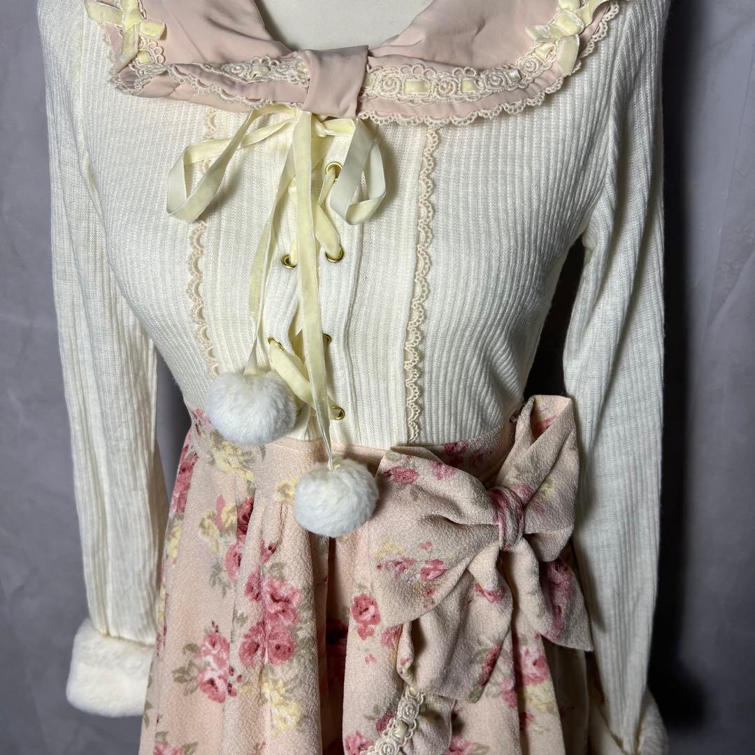 リズリサ リボン ワンピース 花柄 フリル ガーリー 姫ギャル ロリータ