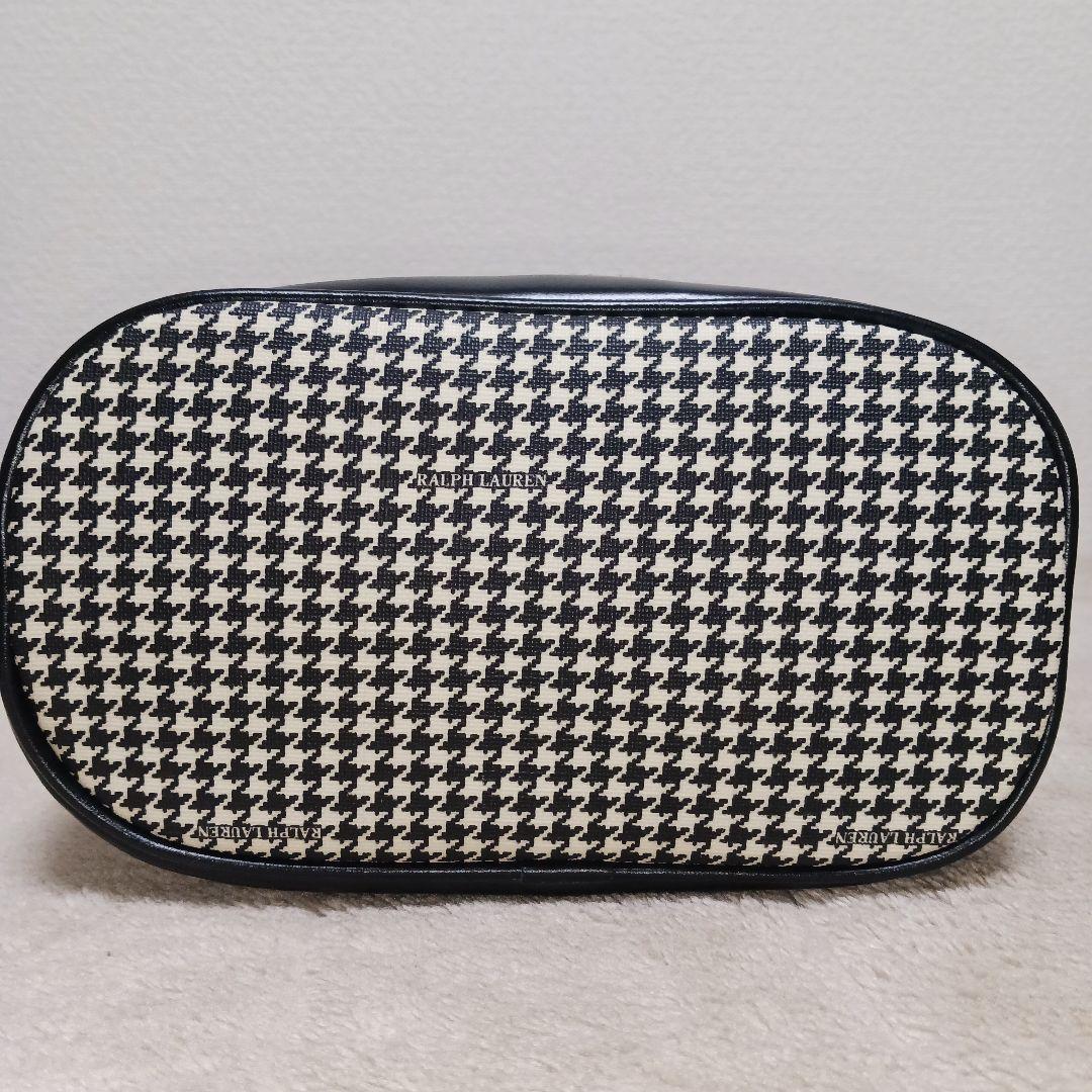 【美品】RALPH LAUREN 千鳥格子PVC×本革レザー切替ショルダーバッグ