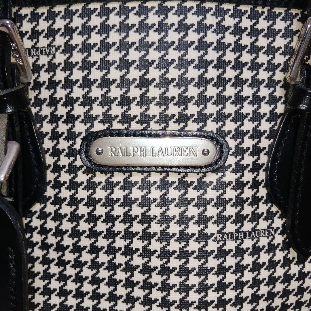 【美品】RALPH LAUREN 千鳥格子PVC×本革レザー切替ショルダーバッグ