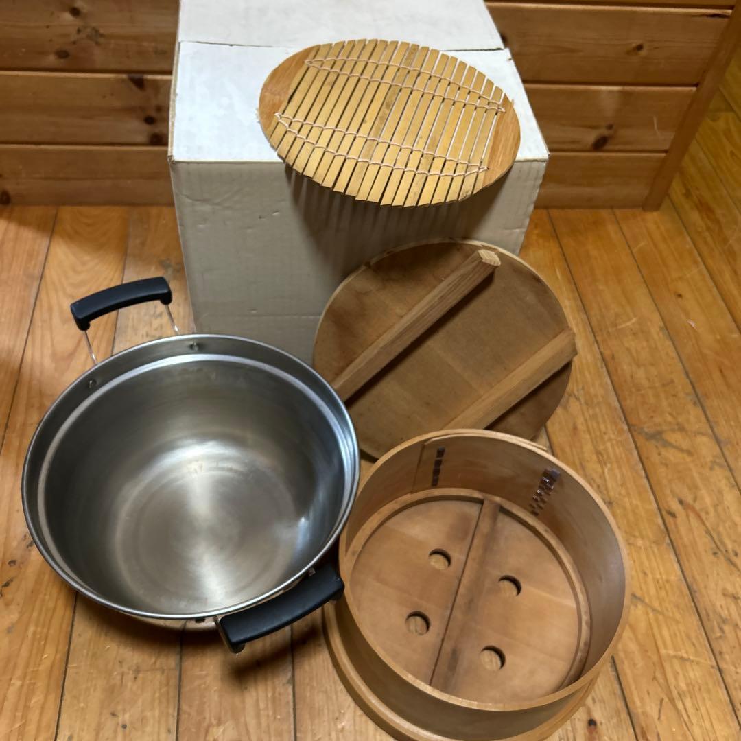 送料無料　和セイロ27㎝　鍋31㎝　蓋　すのこ付き