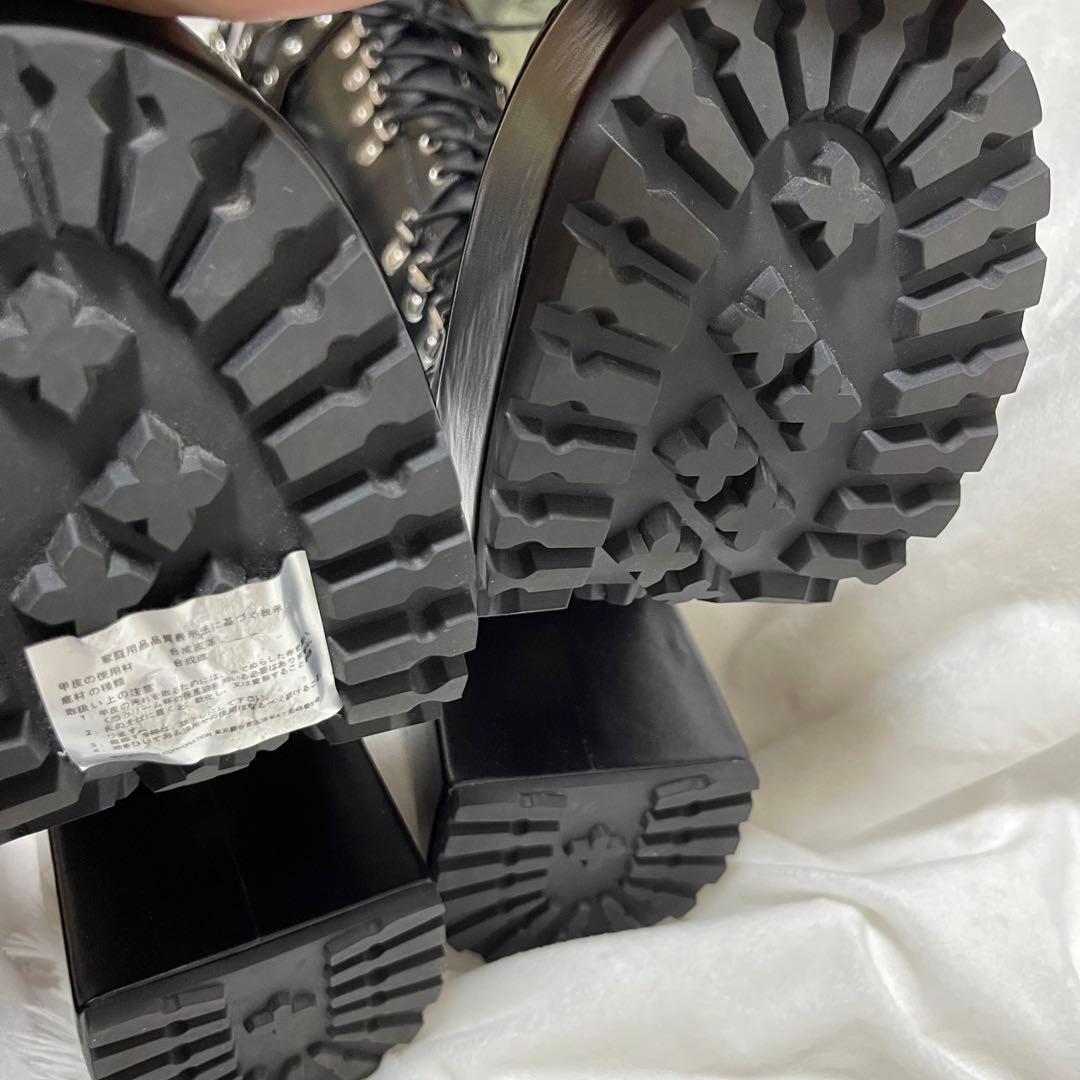 限定品 YOSUKE ヨースケ 厚底 地雷 レースアップ ロングブーツ ベルト