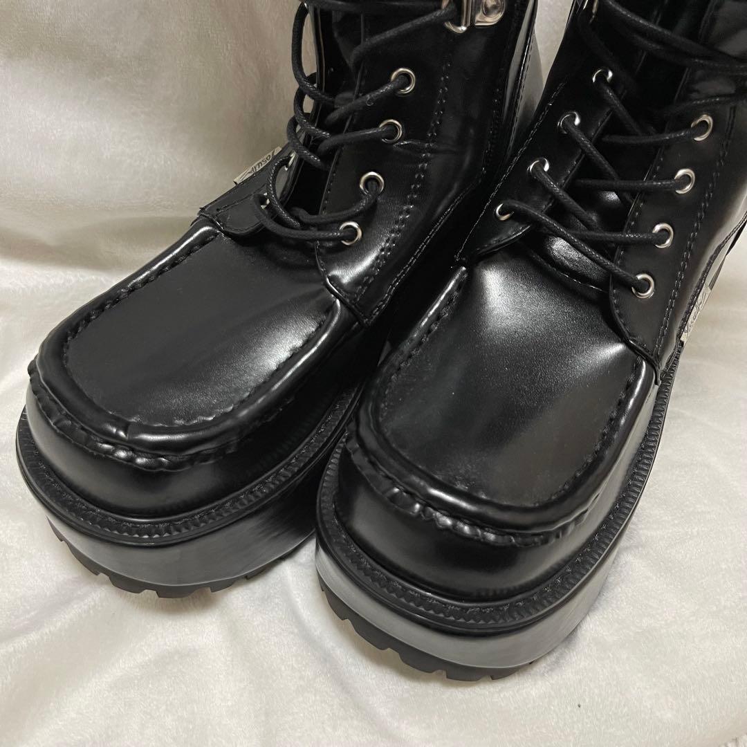 限定品 YOSUKE ヨースケ 厚底 地雷 レースアップ ロングブーツ ベルト