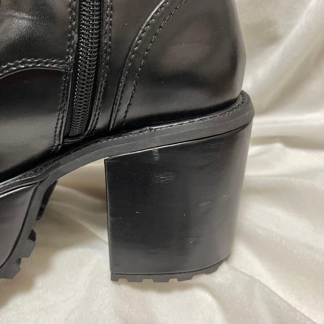 限定品 YOSUKE ヨースケ 厚底 地雷 レースアップ ロングブーツ ベルト