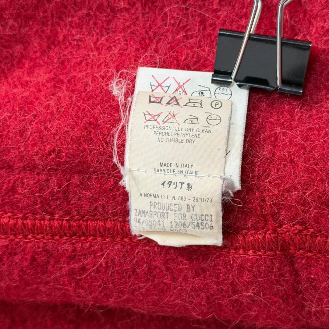 16737✨GUCCI ヴィンテージ 金ボタン ダブル ニットコート レッド