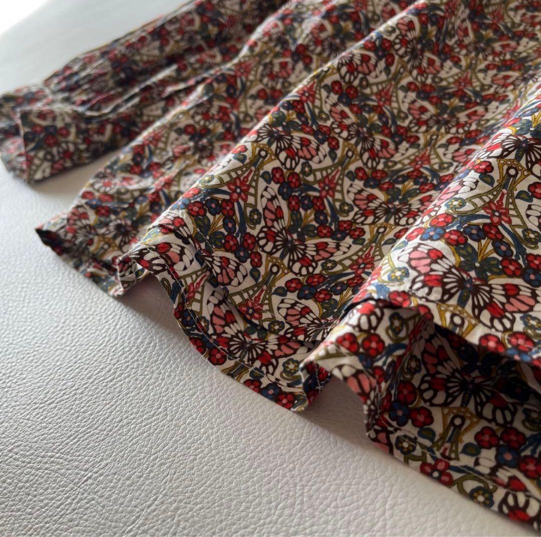 b1466＊ FITH リバティ ヨーク切替 ギャザーブラウス モリスバタフライ