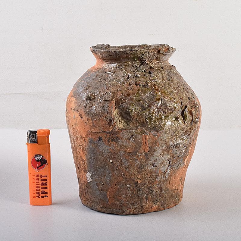 信楽焼　古信楽　蹲（うずくまる）壺　小壺　時代箱　M　R7874C