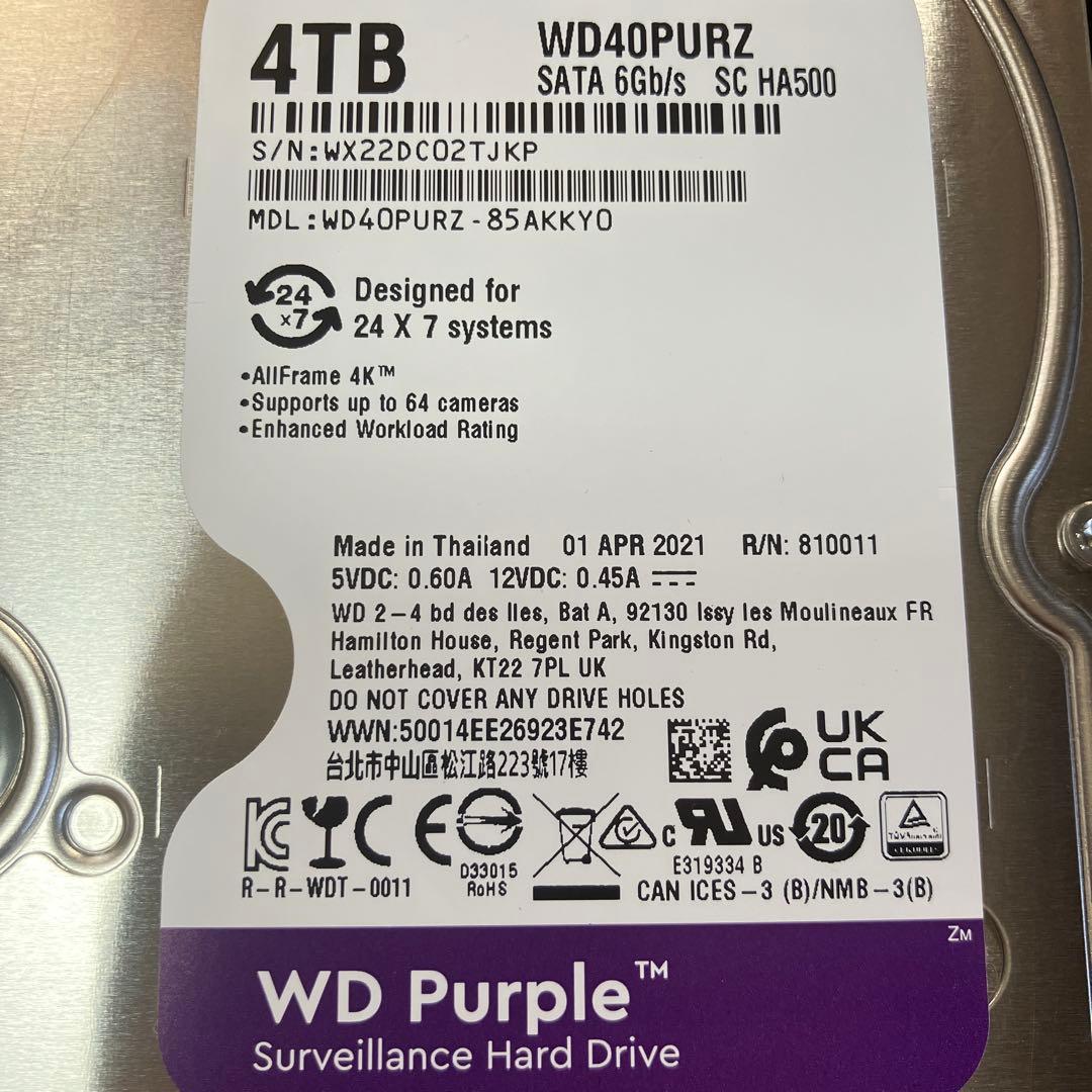 内蔵型ハードディスクドライブ Western Digital WD40PURZ 4TB HDD