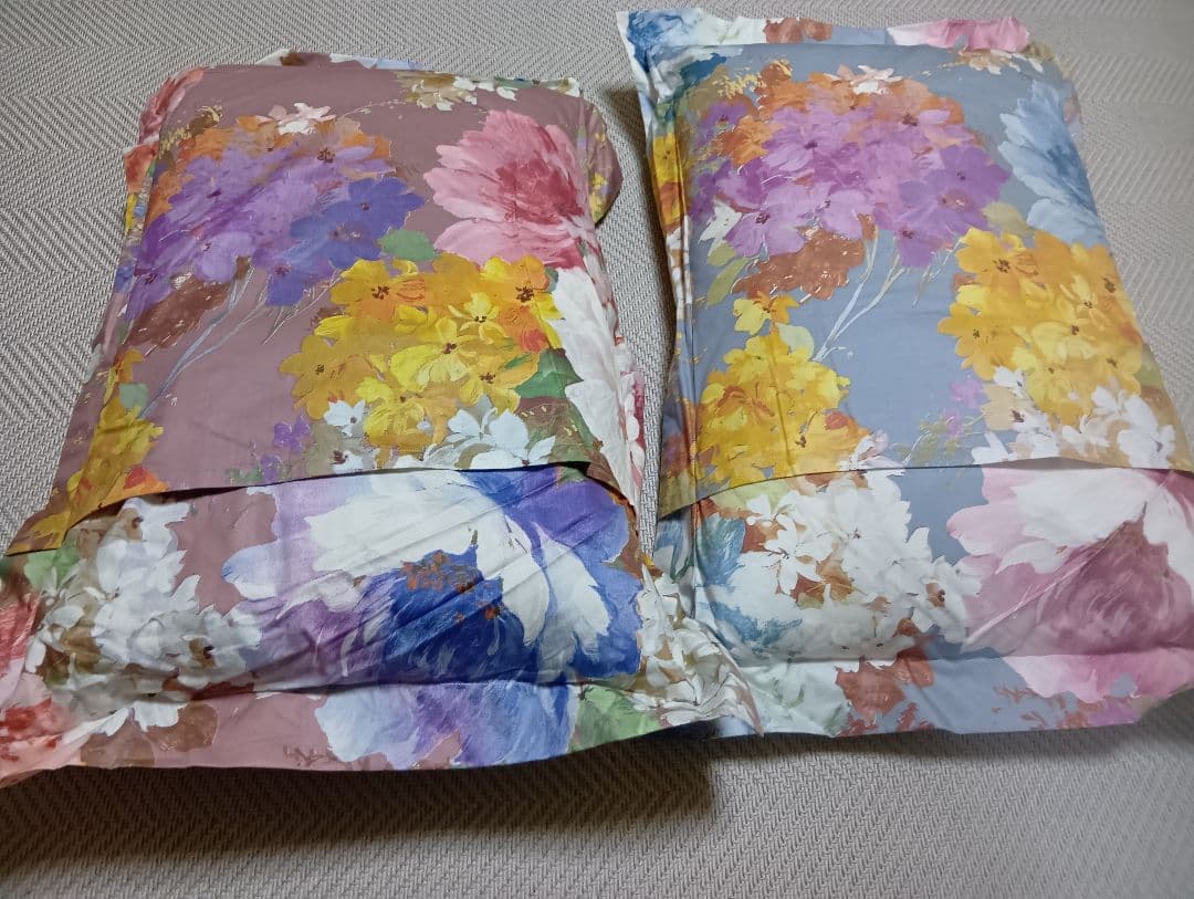 超高級羽毛・羊毛 セット 花柄布団 ダブルサイズ