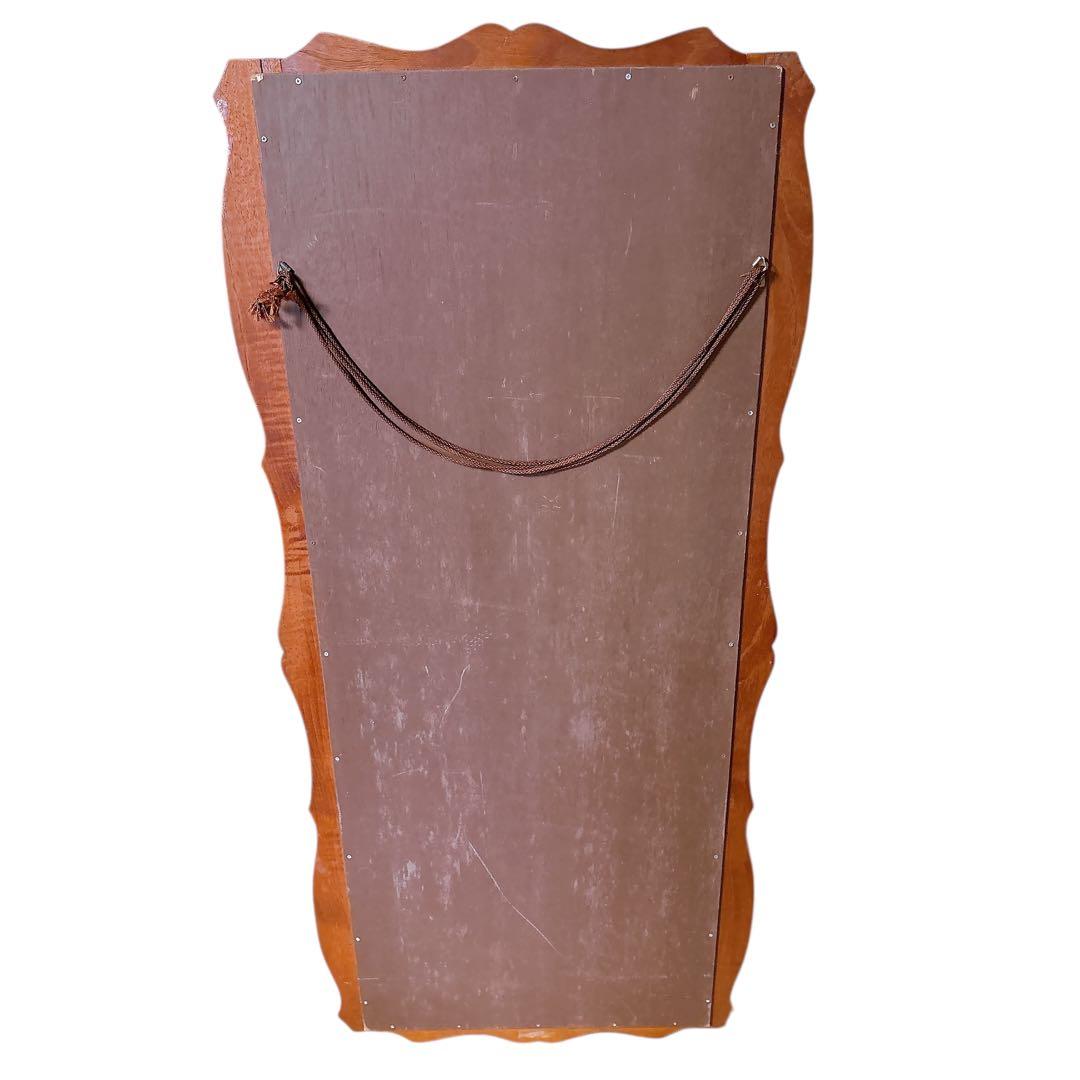 アンティーク サンミラー 木製フレーム 壁掛け鏡 ウォールミラー 姿見 等身鏡