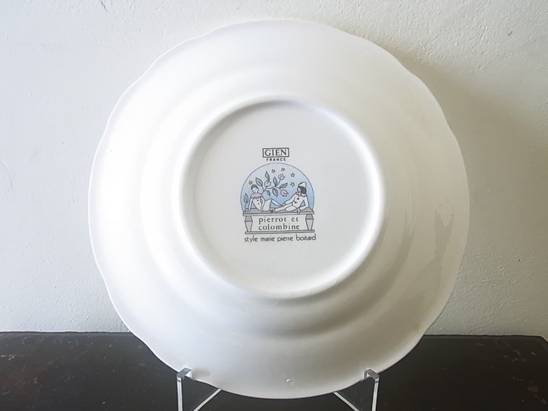 未使用・箱入　フランス　GIEN　ジアン　ピエロとコロンビーヌ　プレート６枚